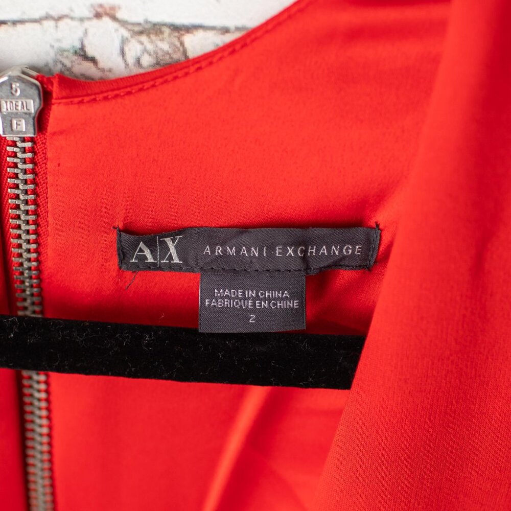 Armani Exchange Red Fit Flare Formal Cocktail Dress Size 2 Sleeveless V Neck - Picture 3 of 9